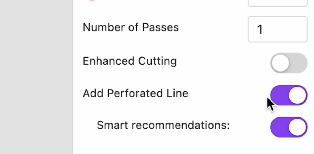 Click to turn on perforated cut lines.