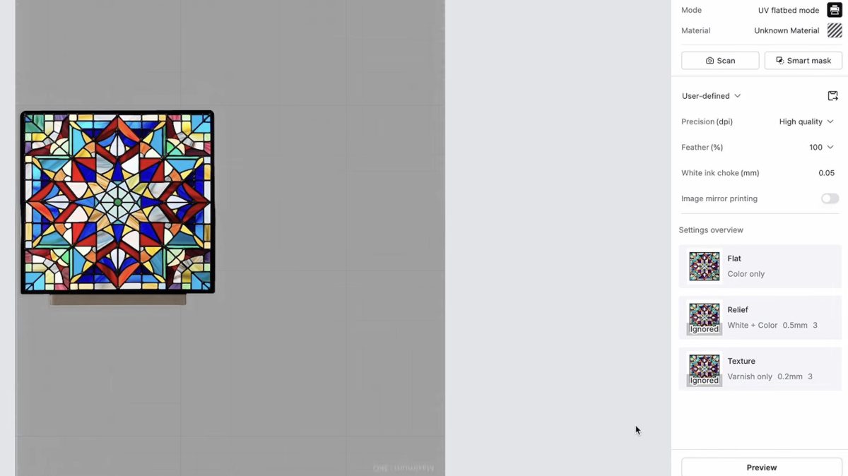 Printing process setup in xTool Studio.