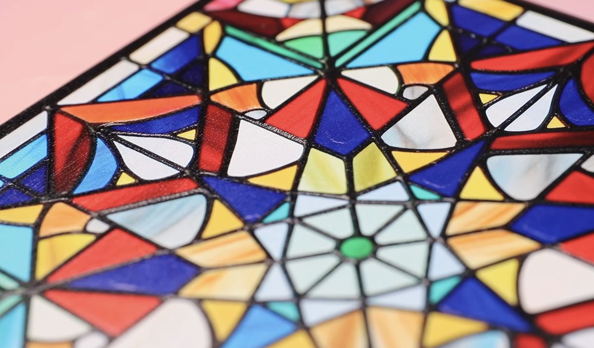 Close-up of texture on stained glass acrylic.