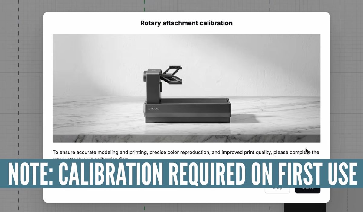 Calibrate the rotary attachment.