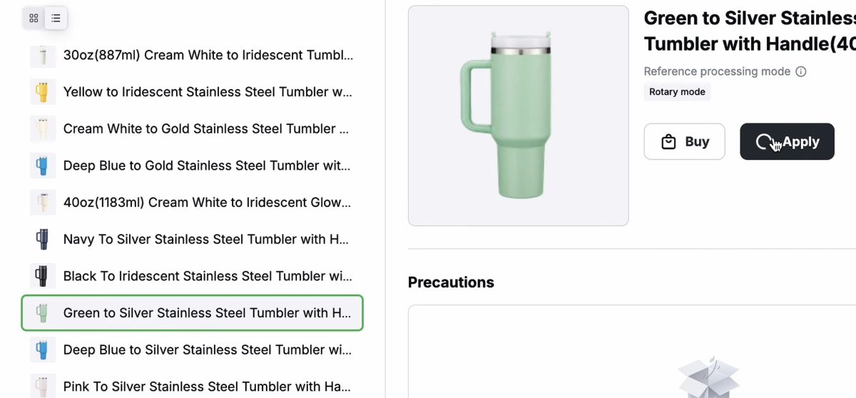 Choose the correct material setting.