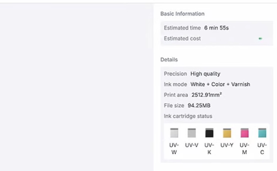 xTool Studio ink usage estimate.
